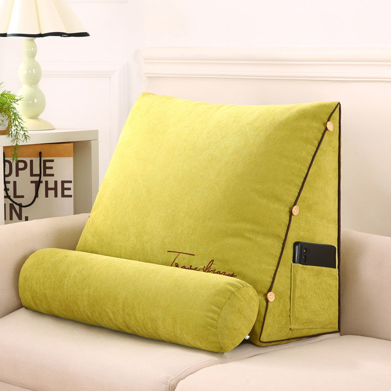 Angled Lumbar Rest Cushion for Bed & Couch – Spine-Friendly Reading Support with Side Pocket | Thomler