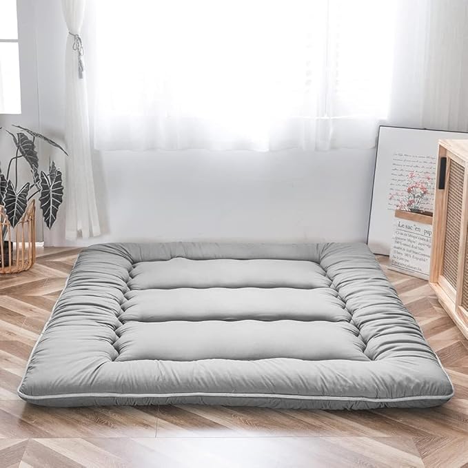 Foldable Floor Mattress 4-Inch Thick Quilted Sleeping Pad Roll-Up Guest Bed Tatami-Style Mat for Bedroom Dorm Meditation Adults Kids | Thomler