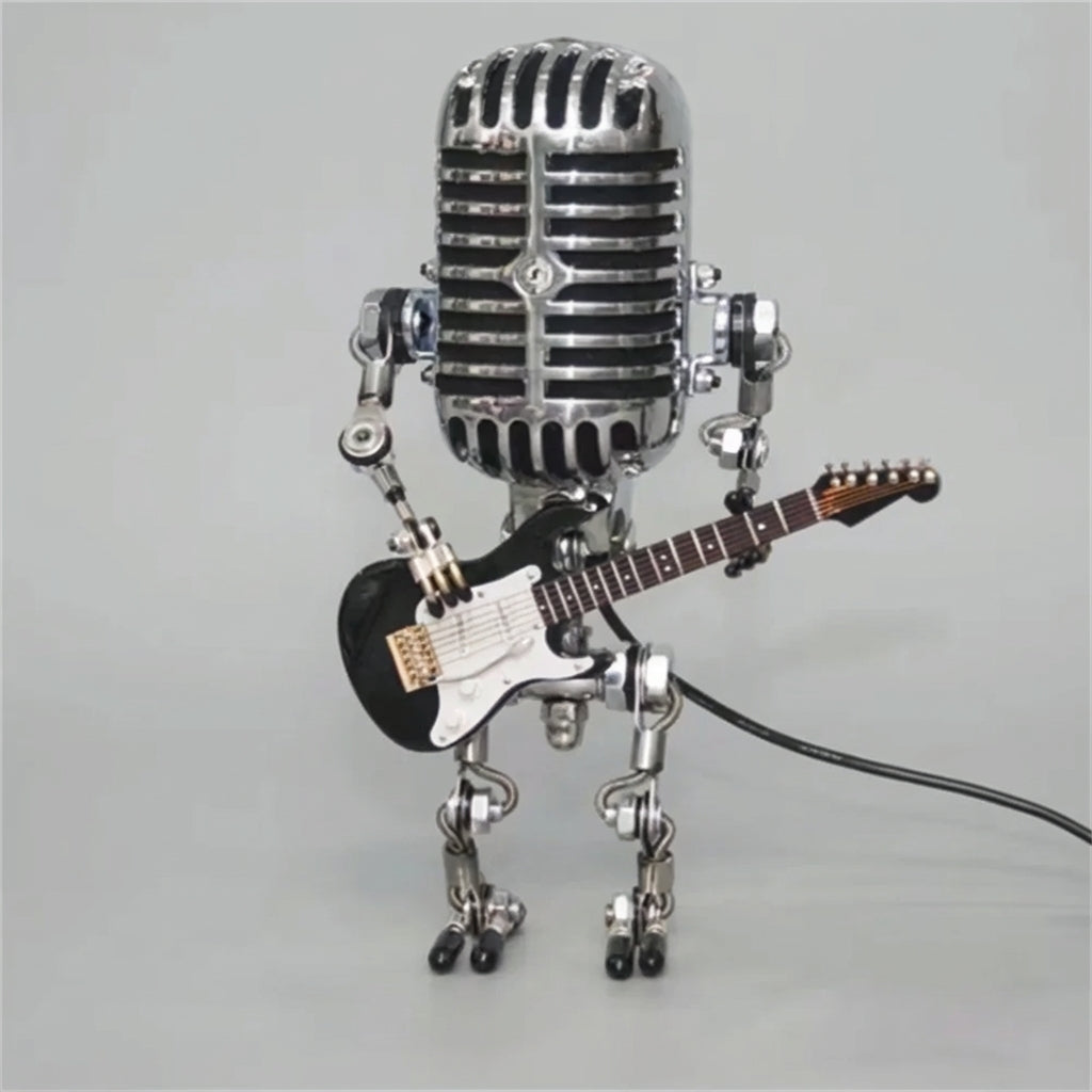 Table Lamp Plastic 22.0 cm Retro Microphone Robot Guitar Bedroom Desk Decorative LED Accent Light Music Lover Gift | Thomler