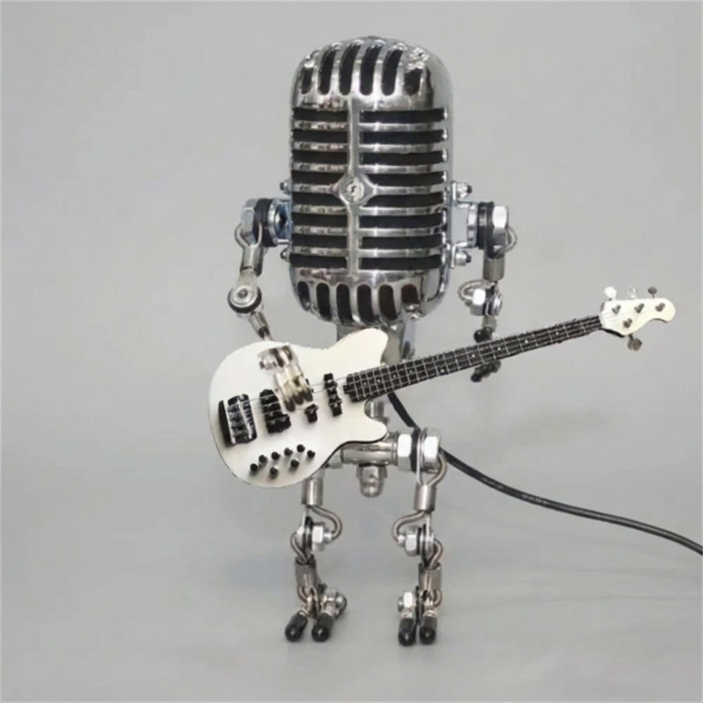 Table Lamp Plastic 22.0 cm Retro Microphone Robot Guitar Bedroom Desk Decorative LED Accent Light Music Lover Gift | Thomler