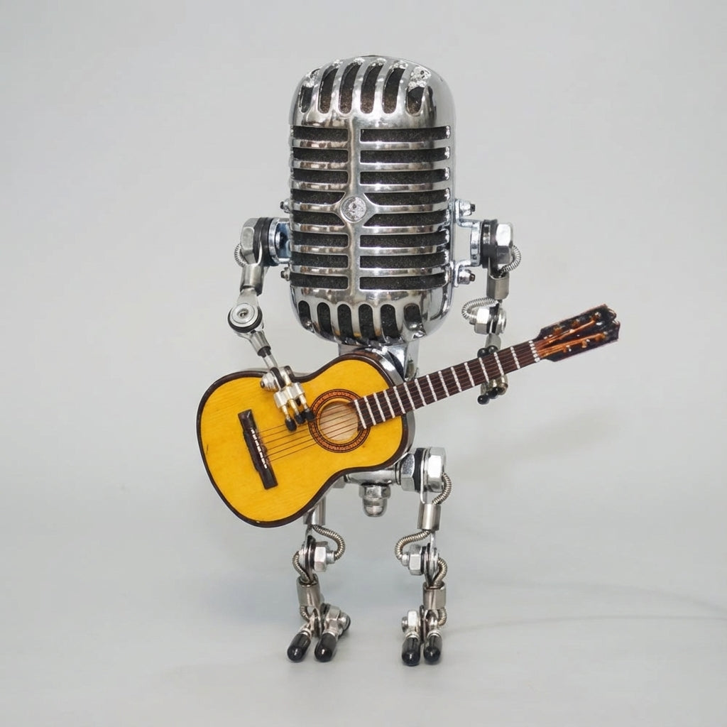 Table Lamp Plastic 22.0 cm Retro Microphone Robot Guitar Bedroom Desk Decorative LED Accent Light Music Lover Gift | Thomler