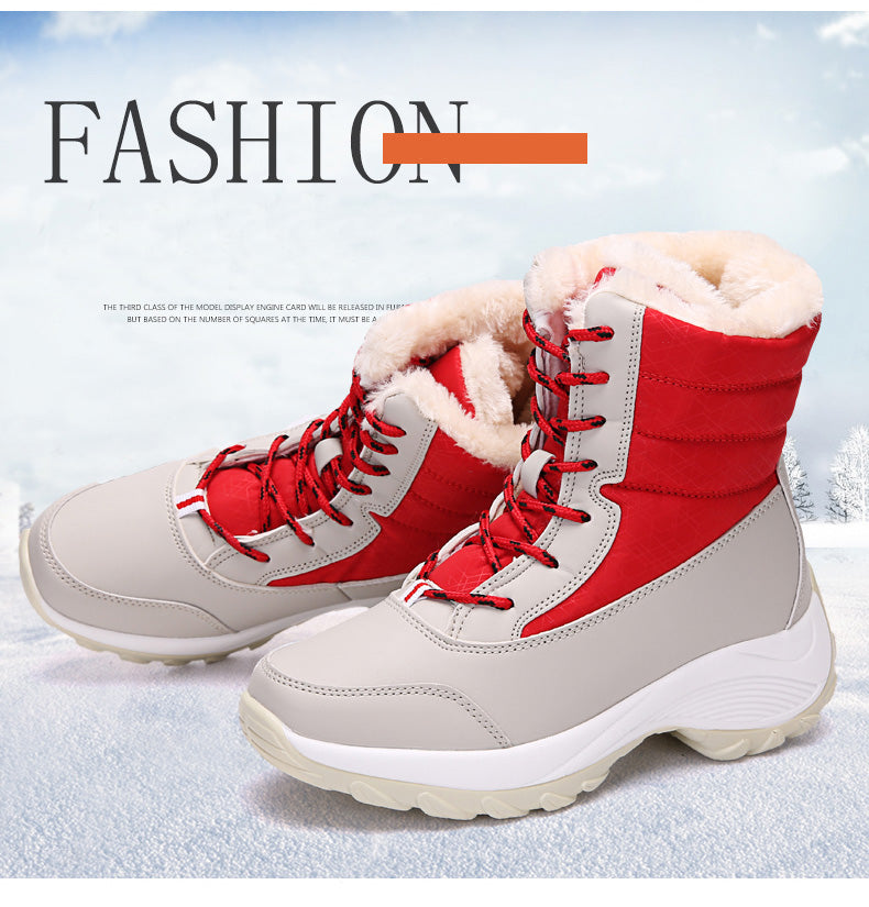 Plush-Lined Winter Boots for Women – Cozy Mid-Calf Snow Boots with PU Leather Upper & Non-Slip Sole for Cold Weather & Daily Wear | Thomler