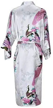 Women's Satin Kimono Robe with Floral Design – Short Sleeve Loungewear for Bridal Party Gifts & Everyday Comfort | Thomler