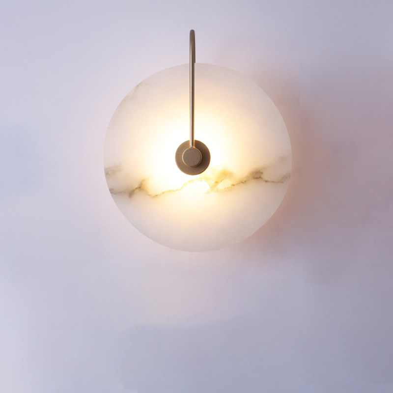 Circular Wall Sconce with Natural Stone & Energy-Efficient LED for Living Room, Bedroom, Hallway | Thomler