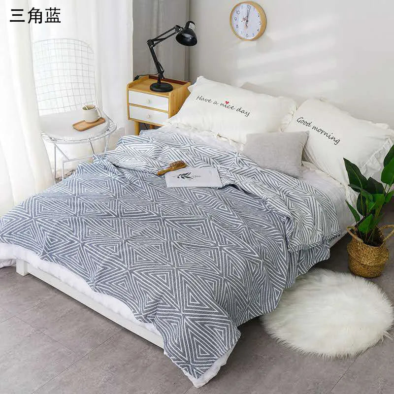 Lightweight Cotton Gauze Throw Blanket – Plaid Printed Coverlet for Couch, Bed, Travel & Home – 100% Breathable Woven Textile | Thomler