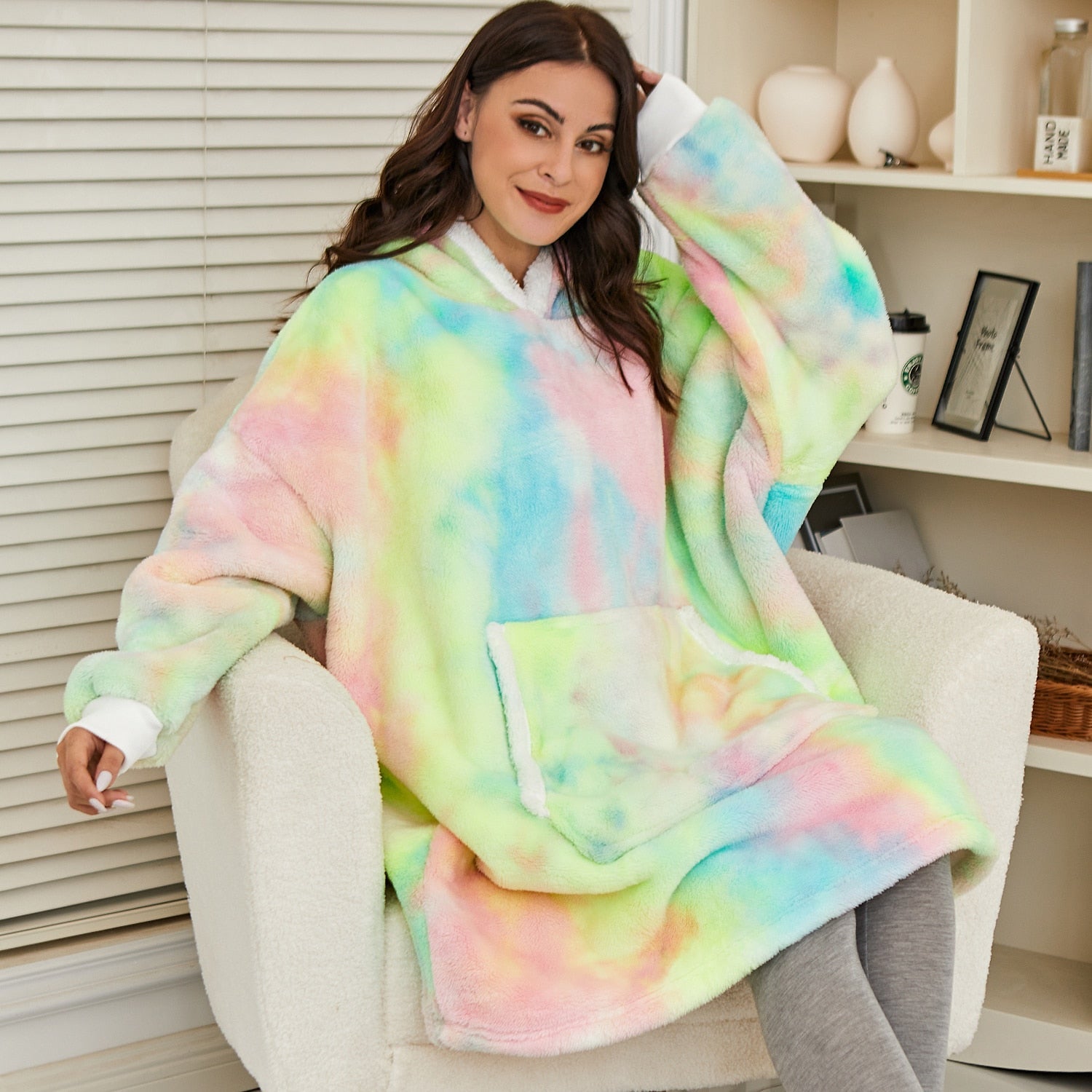 Oversized Wearable Blanket Hoodie with Pocket – Soft Fleece Throw for Couch & Bed – One Size Adults & Teens | Thomler