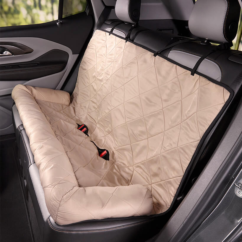 Dog Car Seat Cover for Back Seat – Padded Travel Hammock for Medium & Large Dogs with Safety Tethers & Storage Pockets | Thomler