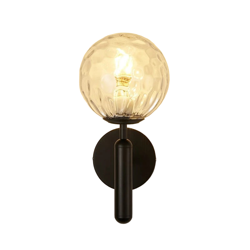 Wall Lamp Glass Globe 5.5 in Black Gold Bedroom Hallway Ambient Lighting Fixture Modern Minimalist Sconce | Thomler