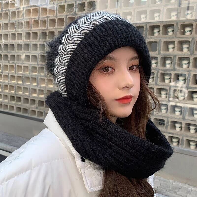 Hooded Scarf Winter Wrap with Attached Beanie for Women | Knit Cowl Hood Combo | Cozy Head & Neck Warmth | Soft Rayon Blend | Versatile | Thomler