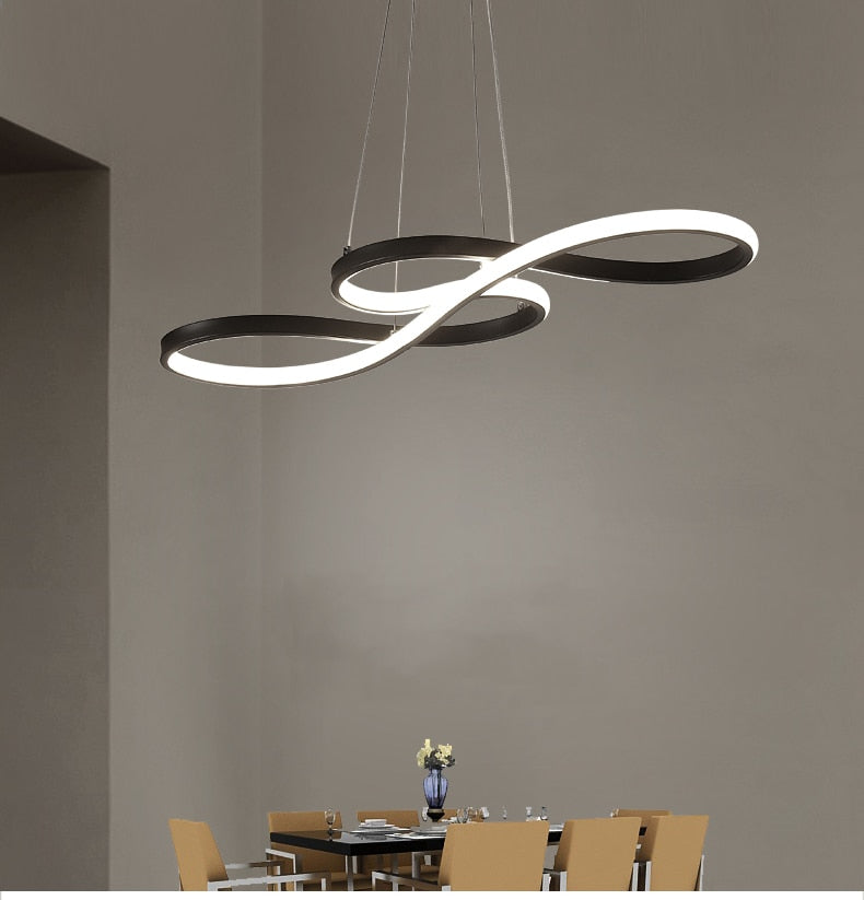 Music Note Linear Pendant Light Dimmable Metal & Silicone Artistic Fixture for Bedroom Living Room Adjustable Modern Chandelier | Thomler