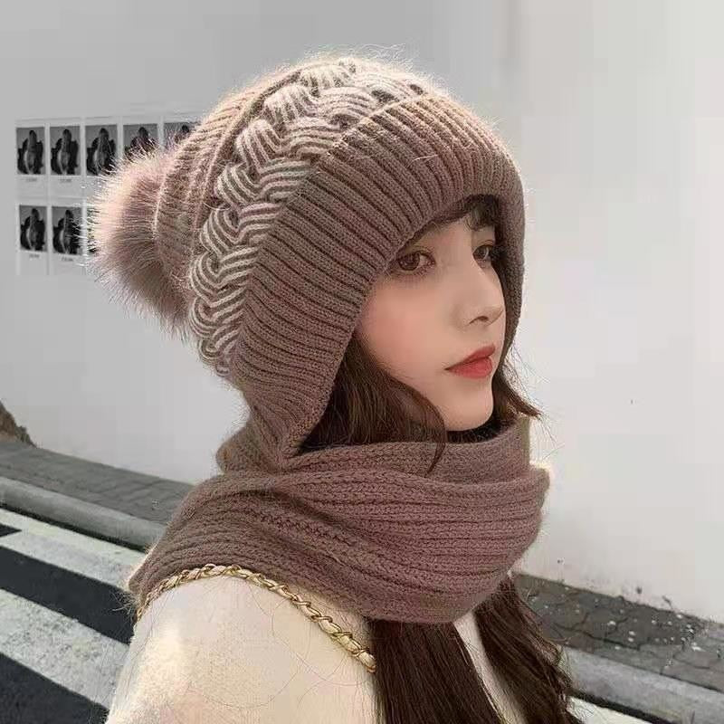 Hooded Scarf Winter Wrap with Attached Beanie for Women | Knit Cowl Hood Combo | Cozy Head & Neck Warmth | Soft Rayon Blend | Versatile | Thomler
