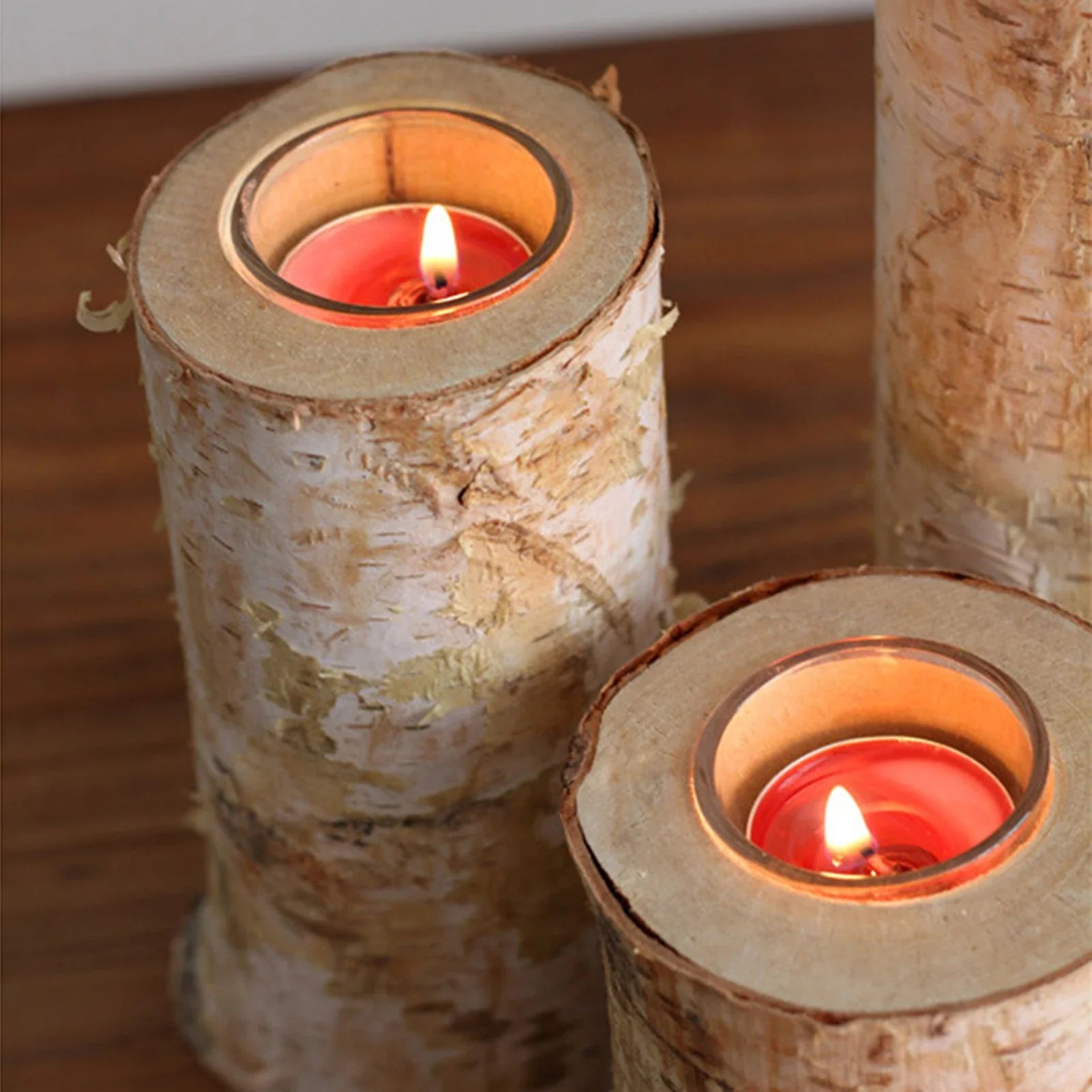 Candle Holder Birch Wood 2–8 in Rustic Centerpiece Living Room Decorative Accent | Thomler