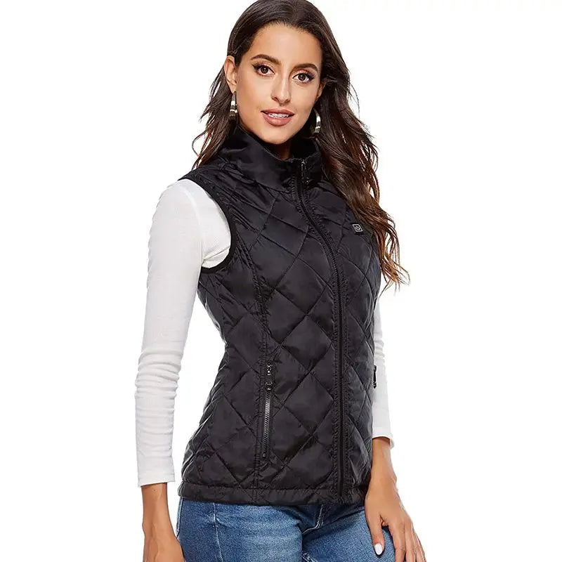 Women's USB Heated Vest with Infrared Heat Zones for Cold Weather | Lightweight Rechargeable Warming Jacket for Fall Winter Outdoor | Thomler