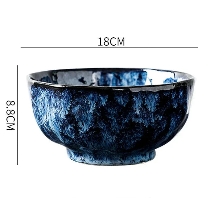 Dinnerware Set Ceramic 10-Piece 10 in Blue Starry Night Dining Tableware for Everyday Meals and Entertaining | Thomler