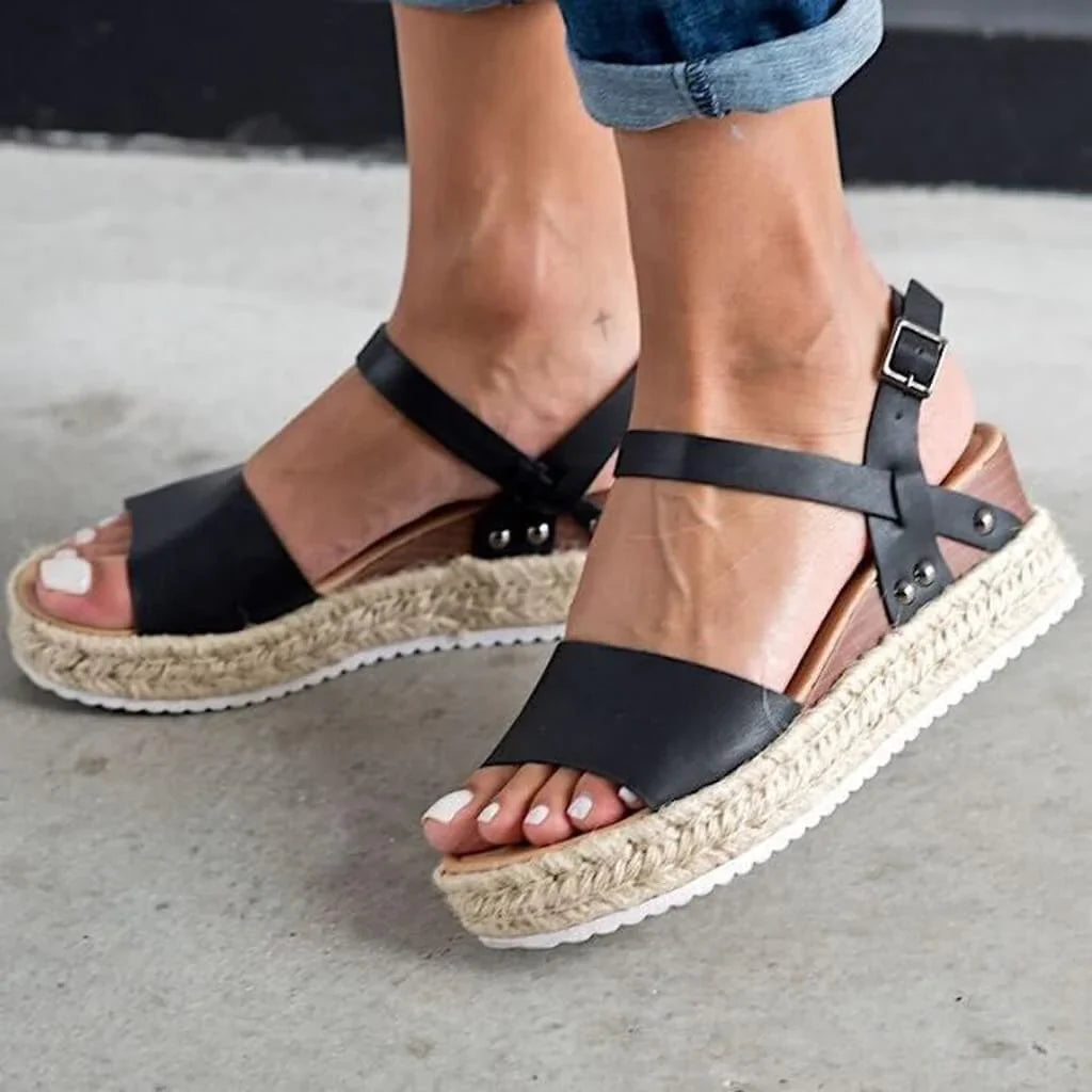 Women's Ankle Strap Platform Wedge Sandals Open Toe Buckle Shoes for Summer Casual Wear | Thomler