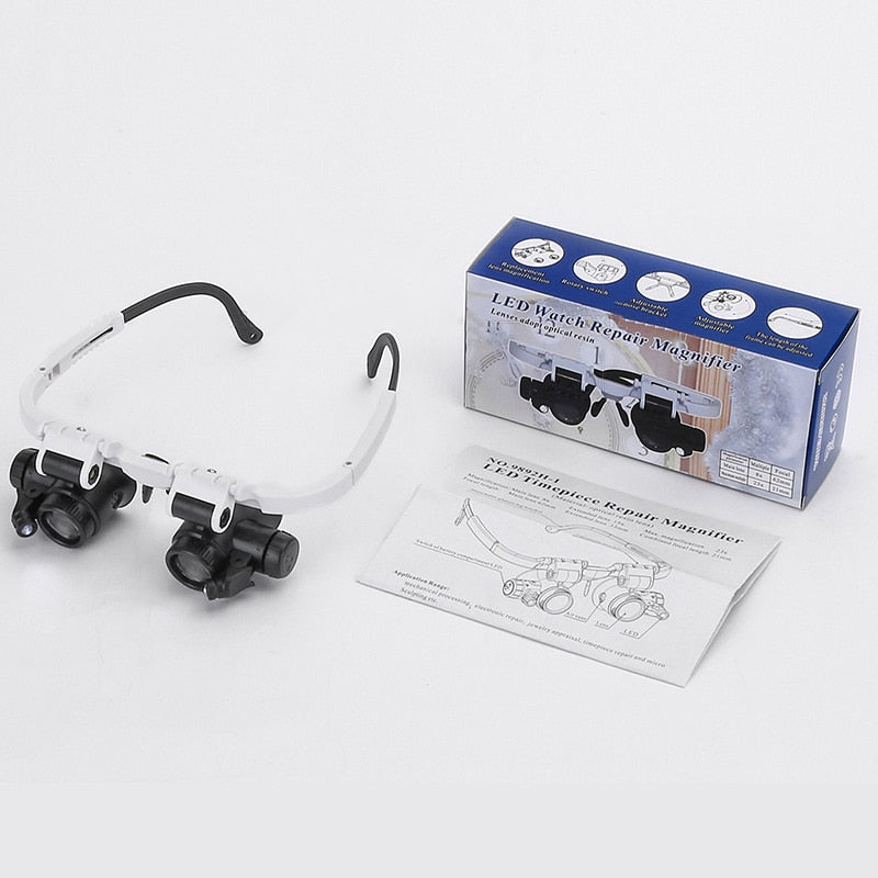 LED Head-Mounted Magnifying Glasses with 8x 15x 23x Lenses for Jewelry Repair Watch Making Reading Crafts Close Work | Thomler
