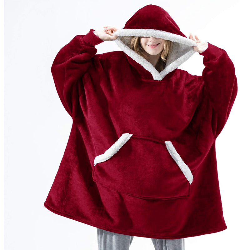 Oversized Wearable Blanket Hoodie with Pocket – Soft Fleece Throw for Couch & Bed – One Size Adults & Teens | Thomler