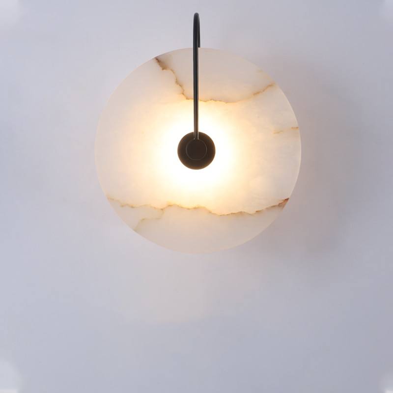 Circular Wall Sconce with Natural Stone & Energy-Efficient LED for Living Room, Bedroom, Hallway | Thomler