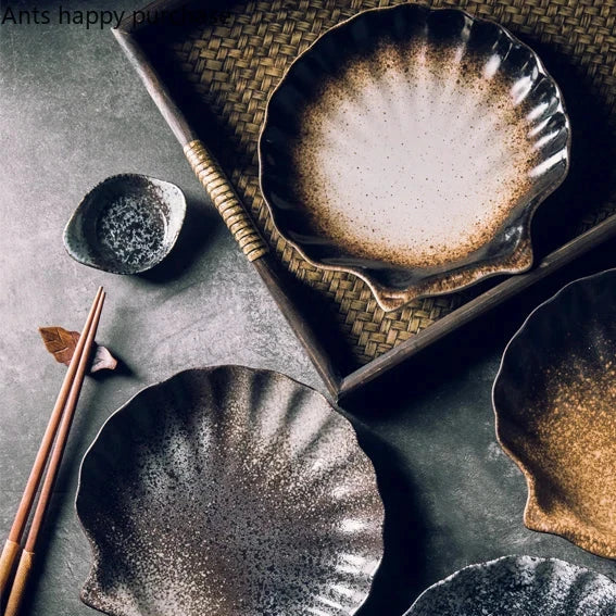 Dinner Plate Ceramic 8 in Coastal Dining Shell Design Elegant Tableware | Thomler