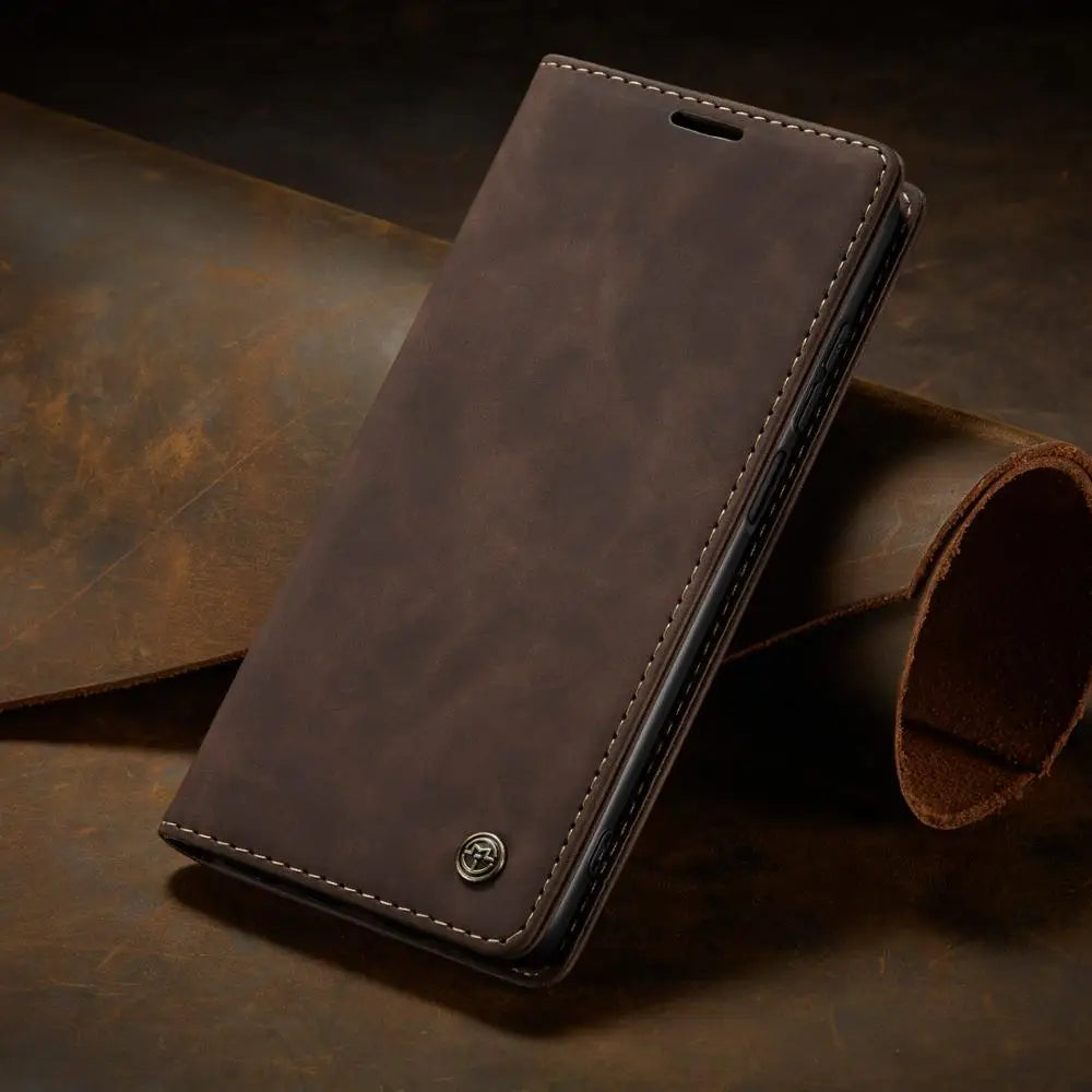 Magnetic Folio Wallet Case for Samsung Galaxy – Faux Leather Flip Cover with Card Slots & Kickstand for S26 S25 S24 S23 S22 S21 A56 A55 | Thomler