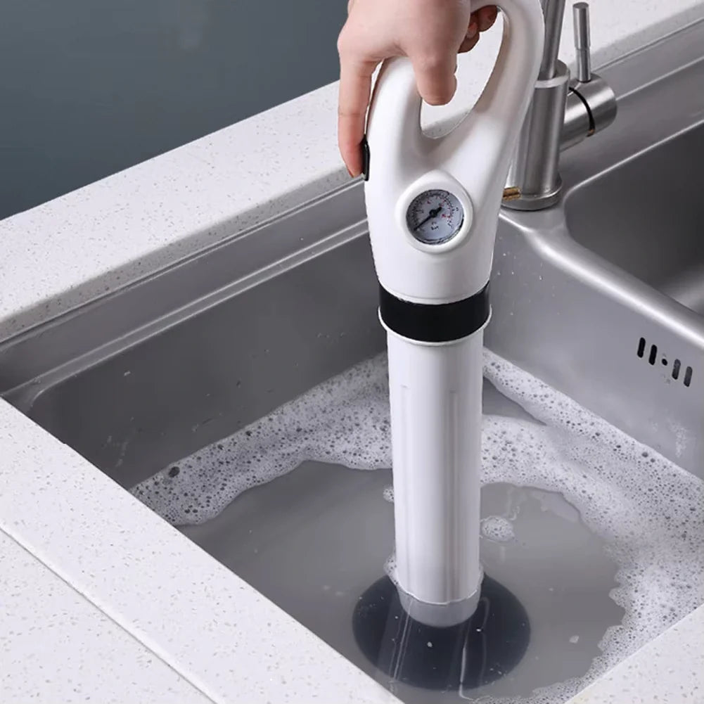 Pneumatic Drain Blaster Tool Kit for Sinks Toilets Tubs | Professional Pressure Pump Clog Remover System with 3 Nozzles | Unclogs Drains | Thomler