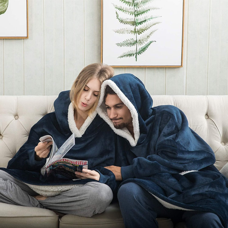 Oversized Wearable Blanket Hoodie with Pocket – Soft Fleece Throw for Couch & Bed – One Size Adults & Teens | Thomler