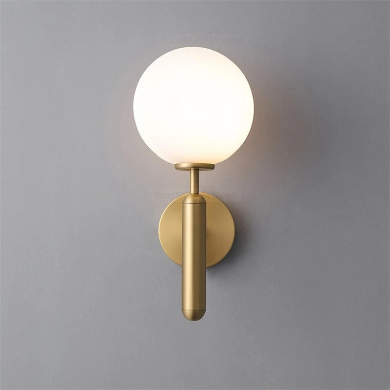 Wall Lamp Glass Globe 5.5 in Black Gold Bedroom Hallway Ambient Lighting Fixture Modern Minimalist Sconce | Thomler