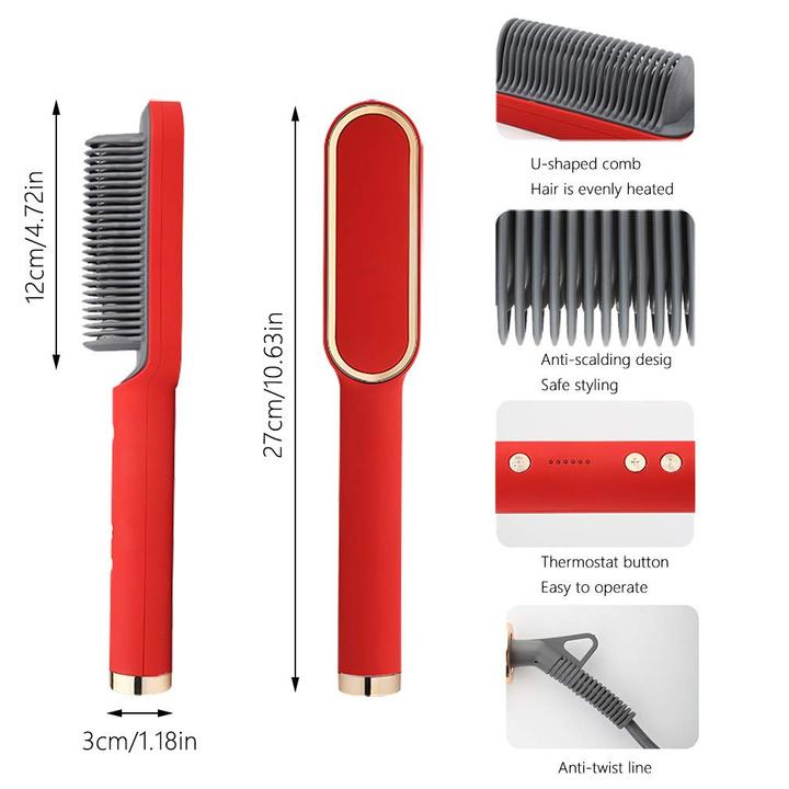 Heated Straightening Brush Comb for Silky Smooth Hair Styling with Ionic Technology 5 Heat Settings for All Hair Types Quick Salon Results | Thomler