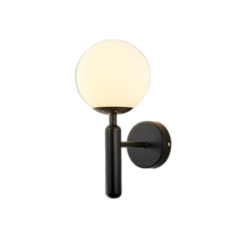 Wall Lamp Glass Globe 5.5 in Black Gold Bedroom Hallway Ambient Lighting Fixture Modern Minimalist Sconce | Thomler