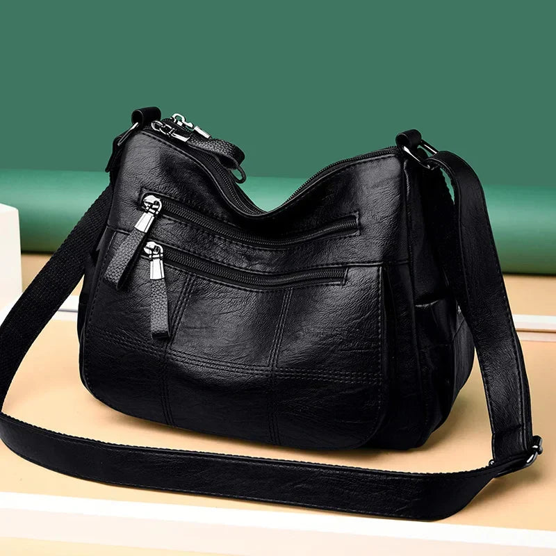 Women's Structured Leather Handbag - Everyday Tote with Top Handle & Crossbody Strap for Work Office Shopping Travel | Thomler