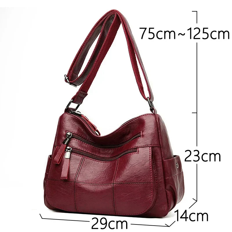 Women's Structured Leather Handbag - Everyday Tote with Top Handle & Crossbody Strap for Work Office Shopping Travel | Thomler