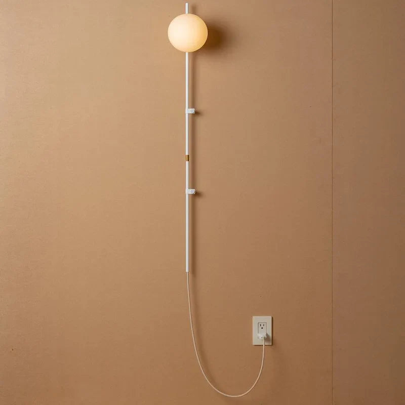 Plug-In Wall Sconce Light with Adjustable Arm for Bedroom Living Room Hallway Office Black White Modern Minimalist Reading Lamp Fixture Easy | Thomler