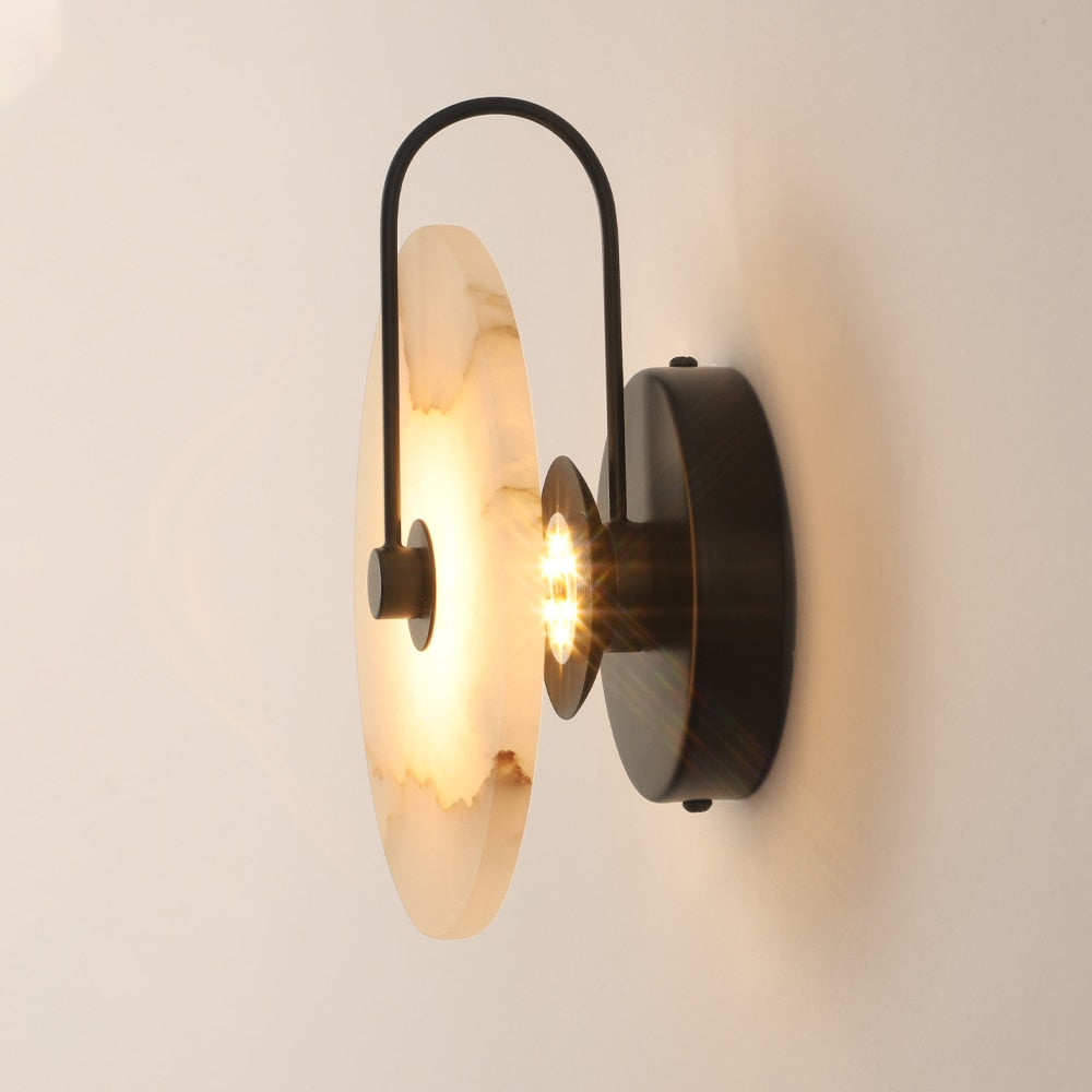 Circular Wall Sconce with Natural Stone & Energy-Efficient LED for Living Room, Bedroom, Hallway | Thomler