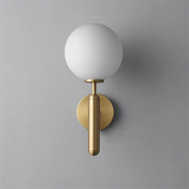 Wall Lamp Glass Globe 5.5 in Black Gold Bedroom Hallway Ambient Lighting Fixture Modern Minimalist Sconce | Thomler