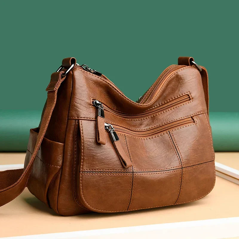 Women's Structured Leather Handbag - Everyday Tote with Top Handle & Crossbody Strap for Work Office Shopping Travel | Thomler