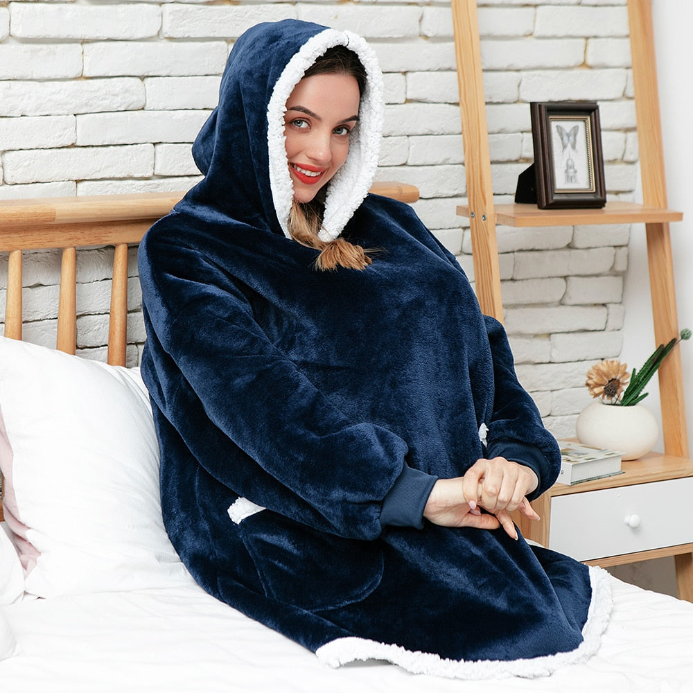 Oversized Wearable Blanket Hoodie with Pocket – Soft Fleece Throw for Couch & Bed – One Size Adults & Teens | Thomler