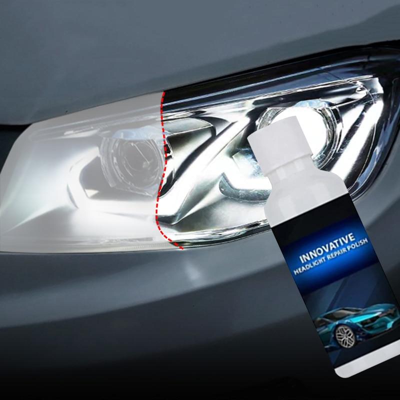 Headlight Restoration Liquid - Removes Haze & Yellowing from Cloudy Car Lenses - Renews Foggy Headlamps for Brighter Night Driving - DIY | Thomler