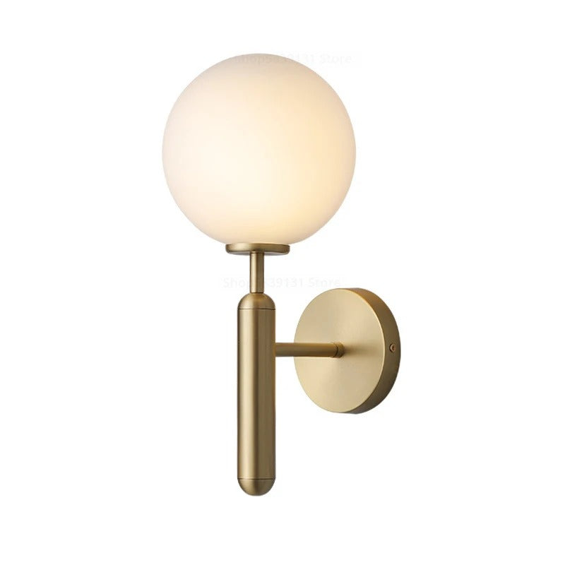 Wall Lamp Glass Globe 5.5 in Black Gold Bedroom Hallway Ambient Lighting Fixture Modern Minimalist Sconce | Thomler