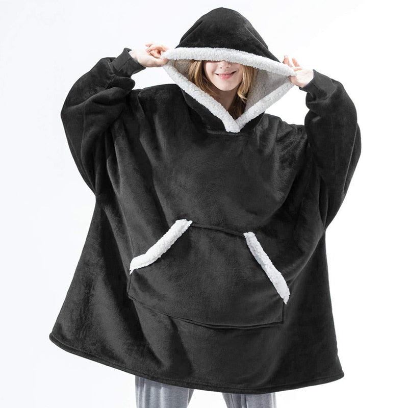 Oversized Wearable Blanket Hoodie with Pocket – Soft Fleece Throw for Couch & Bed – One Size Adults & Teens | Thomler