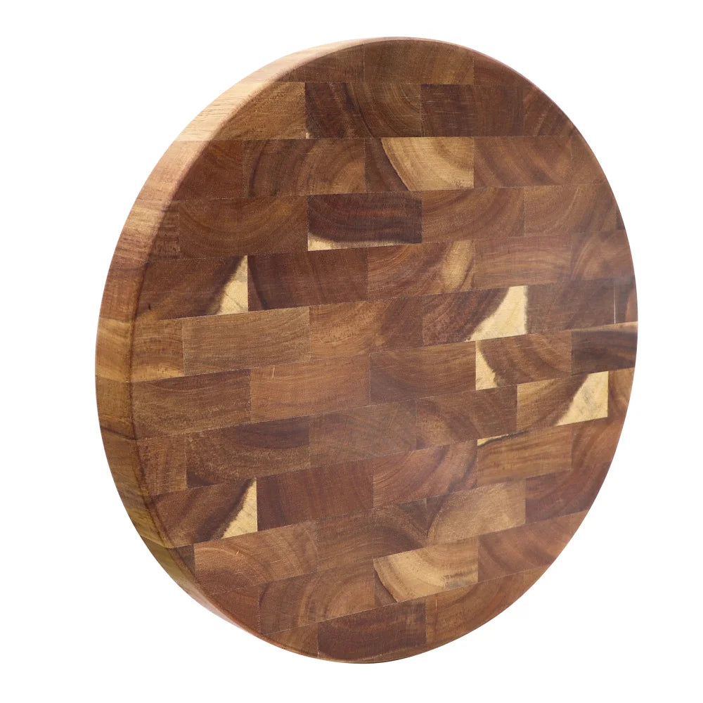 Round Acacia Cutting Board 12 Inch End-Grain Wood Butcher Block for Cheese, Meat & Chopping | Thomler