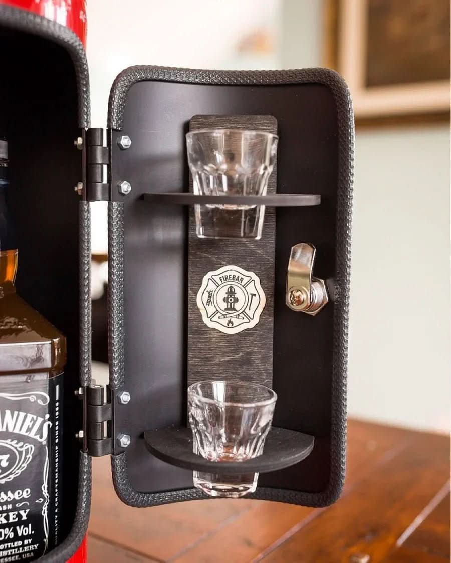 Fire Extinguisher Hidden Bar – Disguised Liquor Storage Container with Cork Screw Holder for Man Cave & Home Bar Decor | Thomler