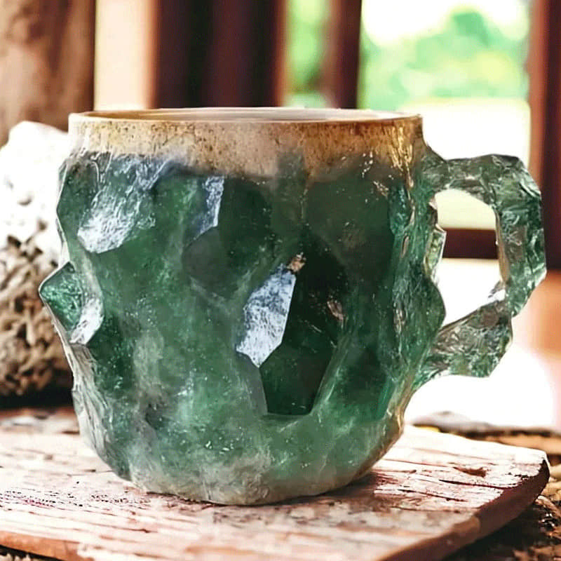 Geometric Crystal Glass Coffee Mug 12 oz Luxury Faceted Diamond Design Tea Cup for Home Office Kitchen Daily Use Hot Cold Beverages | Thomler