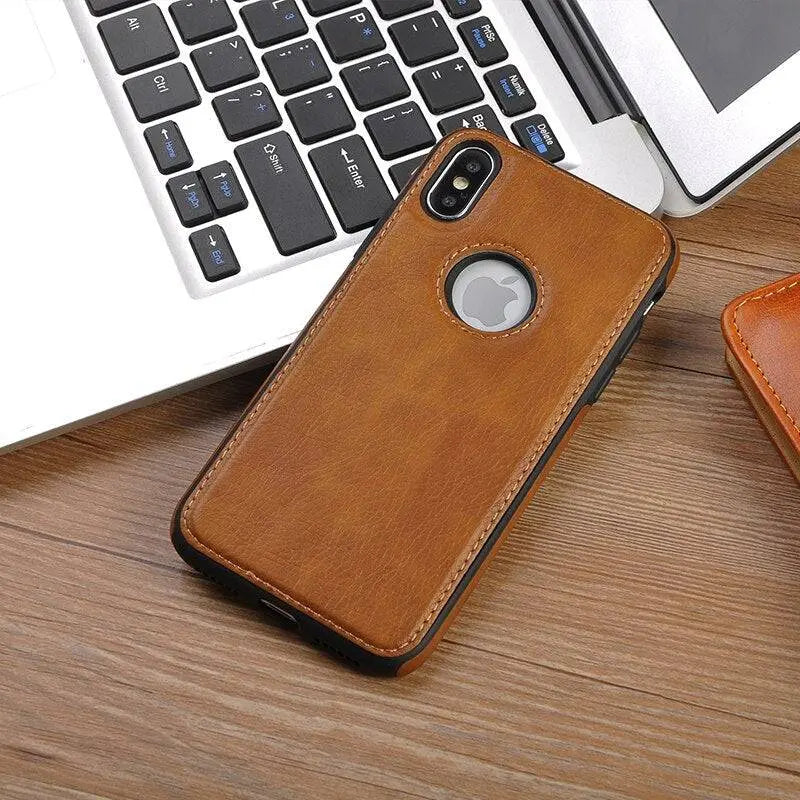 Vintage Leather iPhone Case | Precise Fit Shell for iPhone 6-XR with Raised Edges & Camera Protection | Grip-Enhanced Phone Cover | Thomler