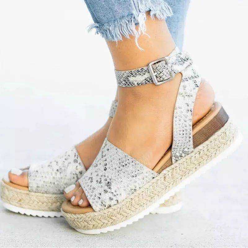 Women's Ankle Strap Platform Wedge Sandals Open Toe Buckle Shoes for Summer Casual Wear | Thomler