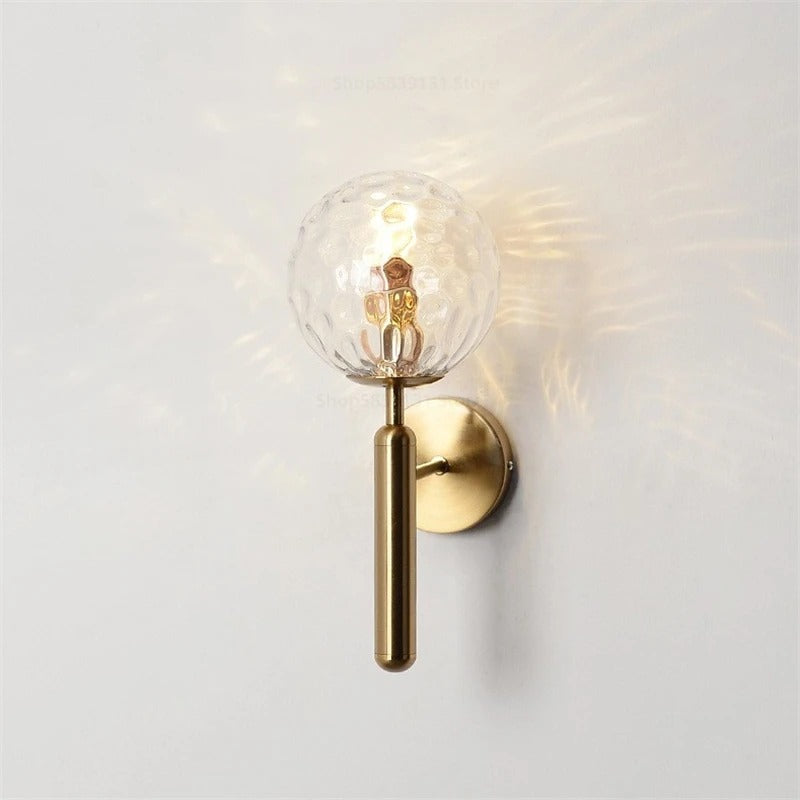 Wall Lamp Glass Globe 5.5 in Black Gold Bedroom Hallway Ambient Lighting Fixture Modern Minimalist Sconce | Thomler