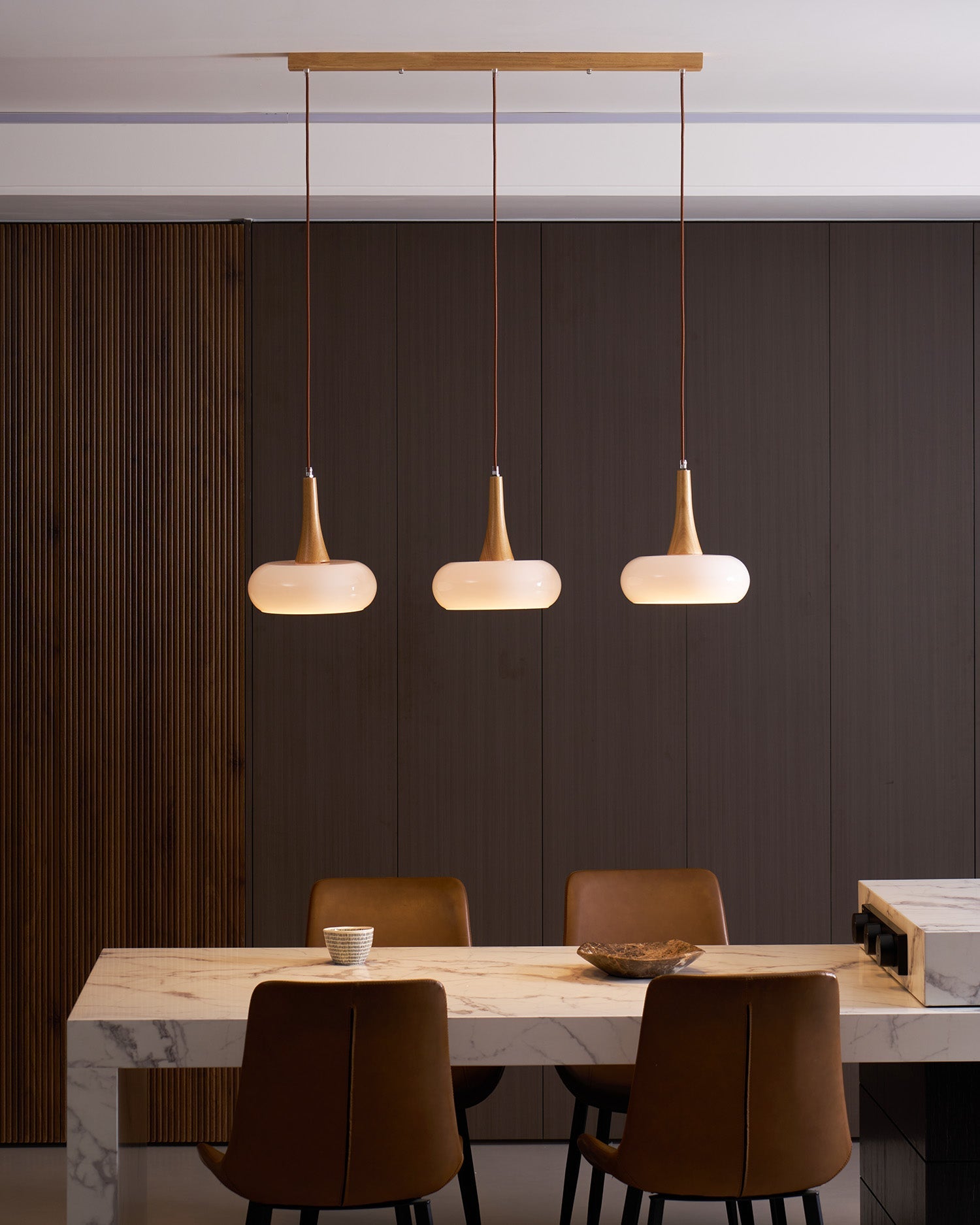 Pendant Lamp Metal Glass Wood 11 in Indoor Kitchen Dining Room Hanging Light Fixture Modern Lighting Options | Thomler