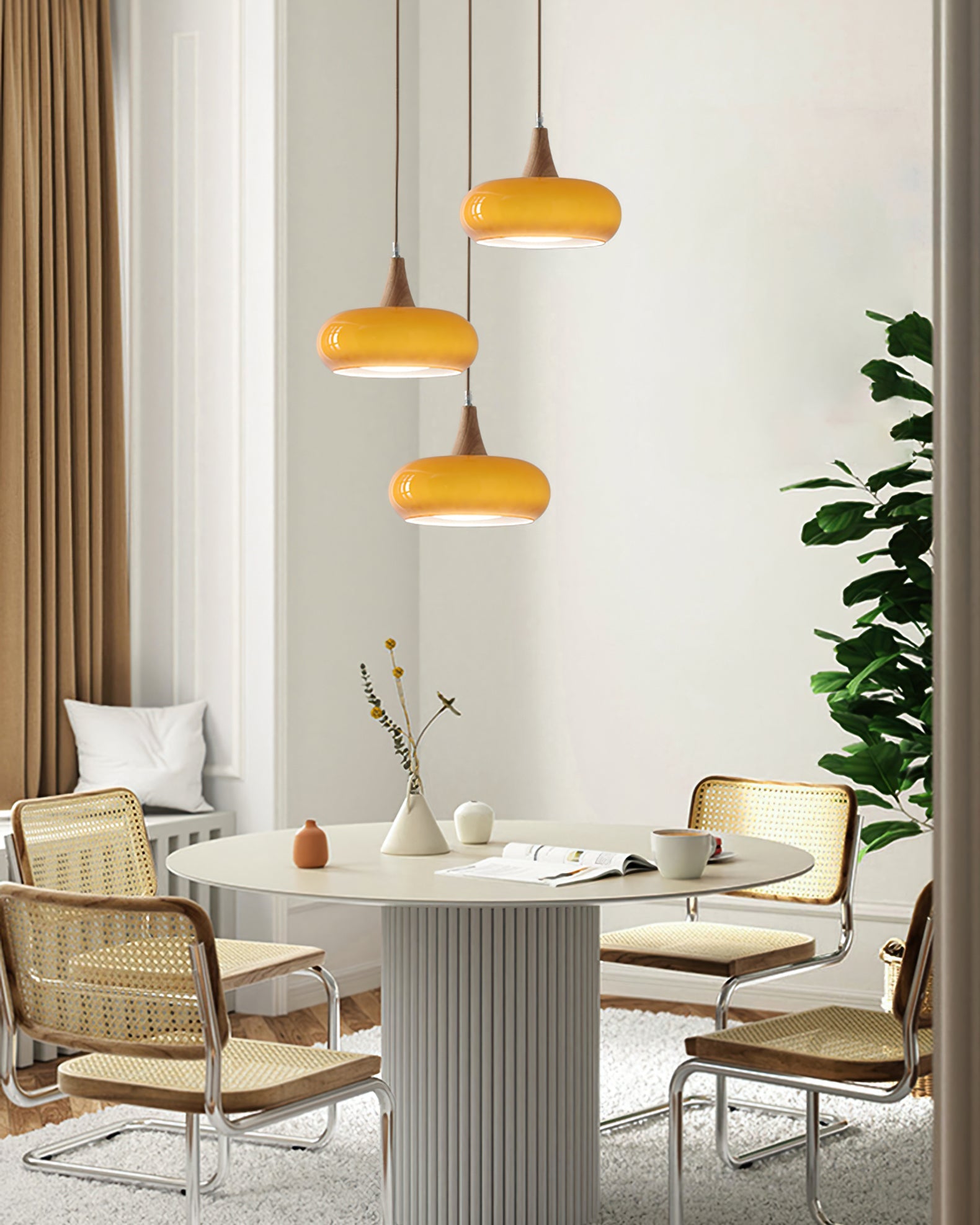 Pendant Lamp Metal Glass Wood 11 in Indoor Kitchen Dining Room Hanging Light Fixture Modern Lighting Options | Thomler