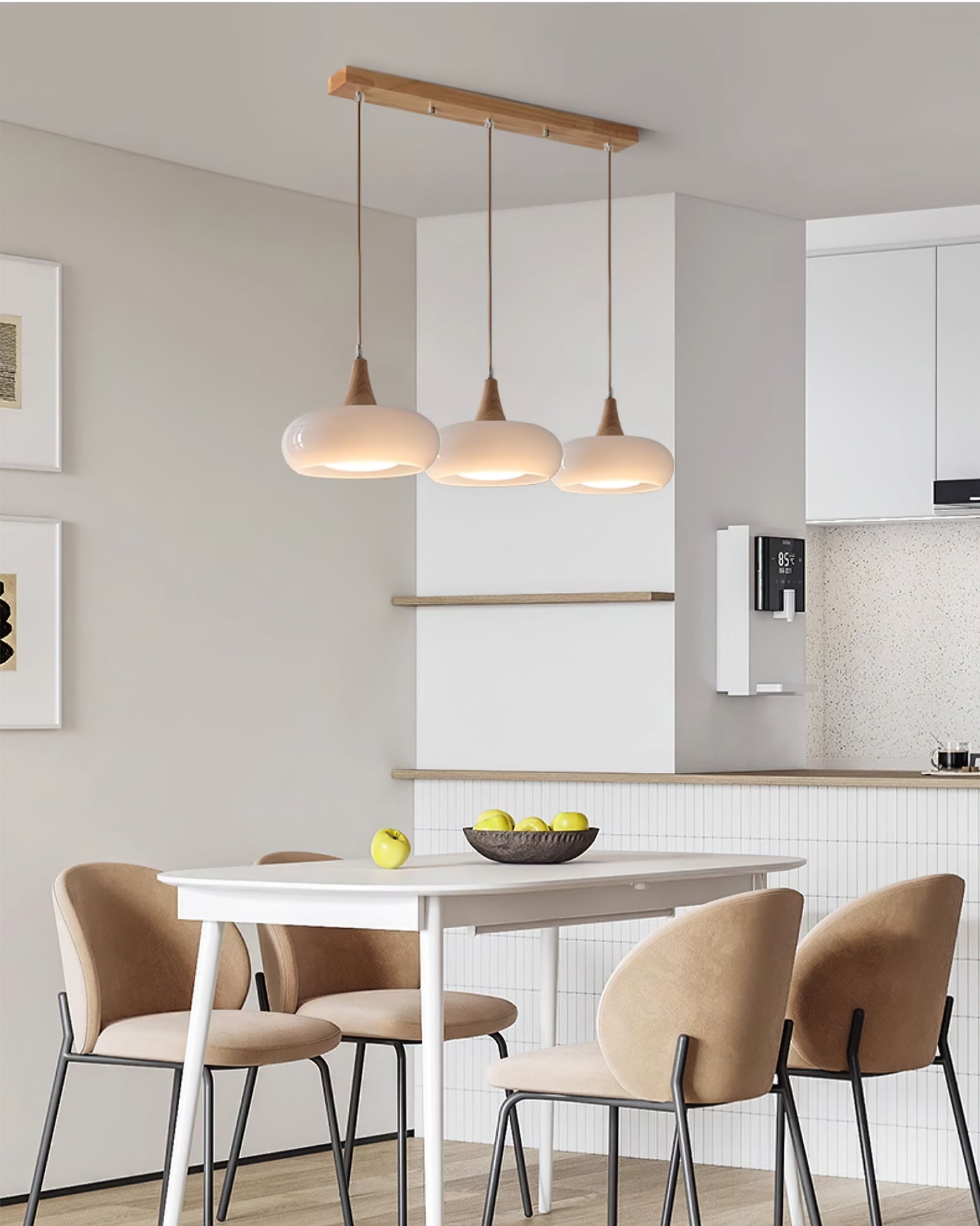 Pendant Lamp Metal Glass Wood 11 in Indoor Kitchen Dining Room Hanging Light Fixture Modern Lighting Options | Thomler