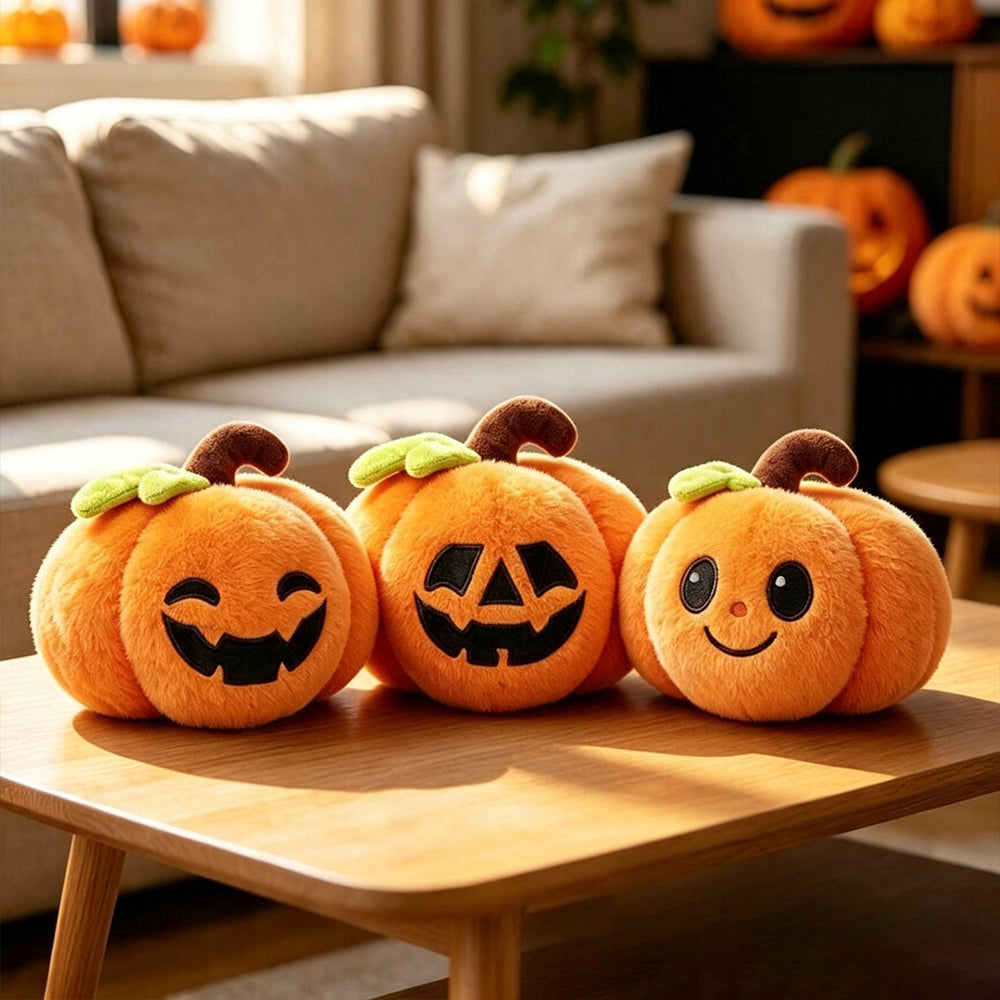 Soft Embroidered Halloween Plush Figures Set with Friendly Characters for Shelves and Tabletops | Thomler