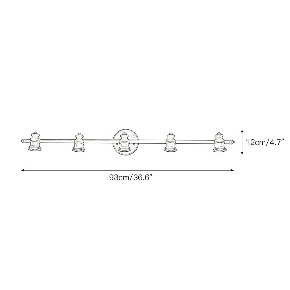 Adjustable Brass Track Wall Light – Multi-Spot Indoor Sconce for Picture Gallery, Kitchen Counter & Bath | Thomler
